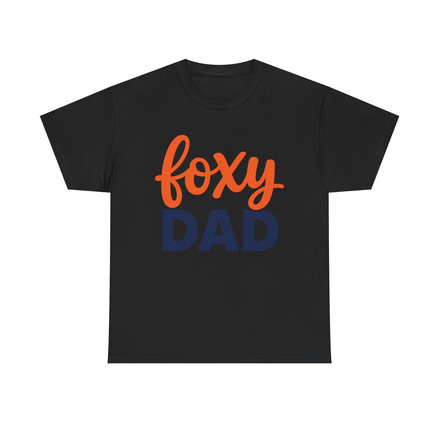 Foxy Dad T-Shirt | Dad Typography Tee, Orange Script Navy Bold