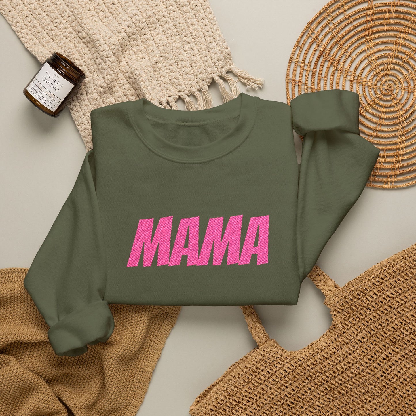 Pink Glitter MAMA Crewneck Sweatshirt | Mama Mom Mother's Day Top