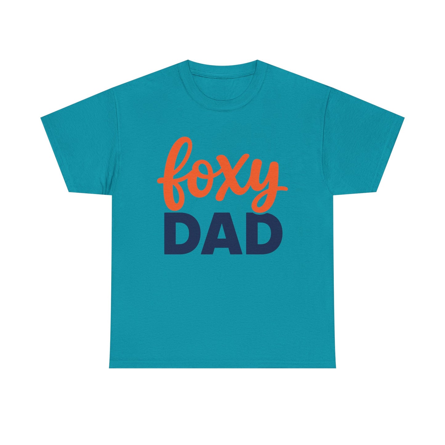 Foxy Dad T-Shirt | Dad Typography Tee, Orange Script Navy Bold