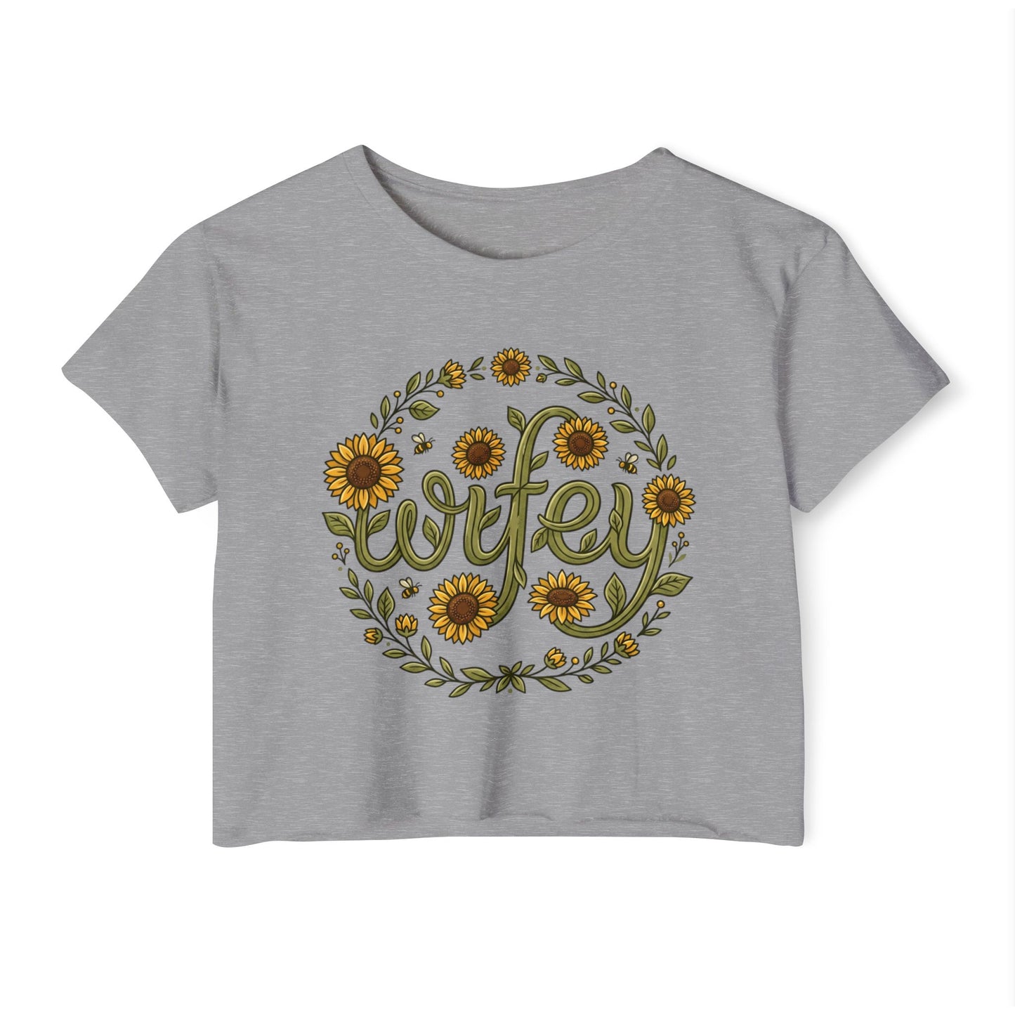 Wifey Sunflower Crop Top — Floral Bridal Festival Tee