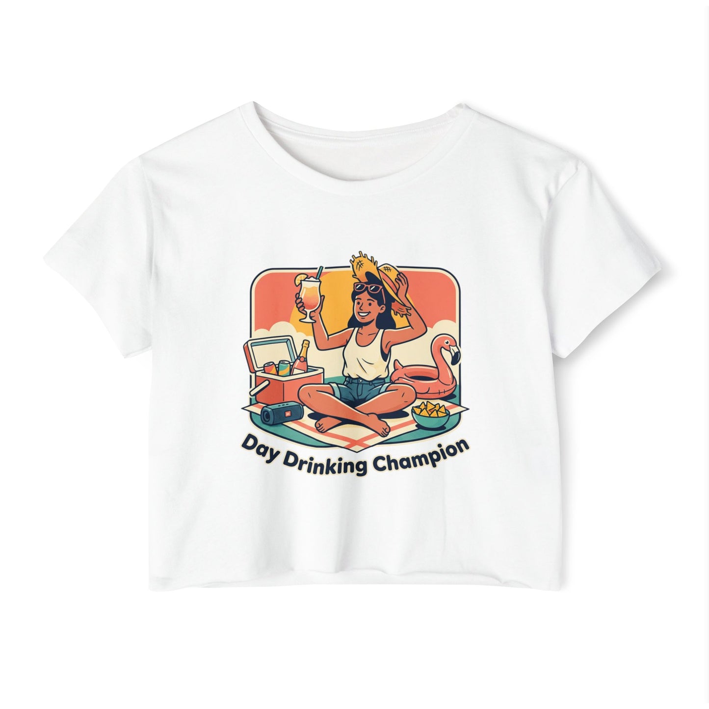 Day Drinking Champion Crop Top — Women's Festival Summer Tee
