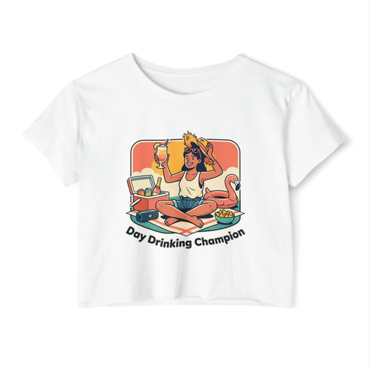 Day Drinking Champion Crop Top — Women's Festival Summer Tee