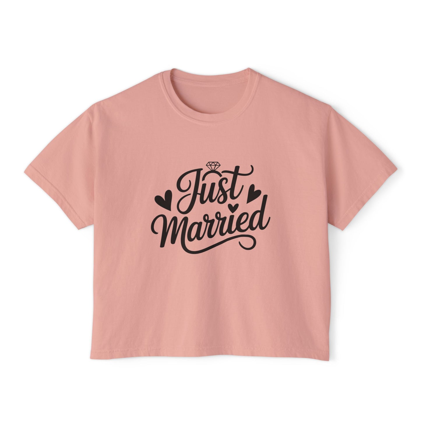 Just Married script tee Women's Boxy Tee | Bridal, Wedding Day Shirt