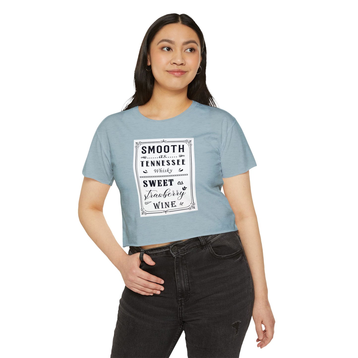 Crop Top — "Smooth as Tennessee Whiskey, Sweet as Strawberry Wine" Vintage Graphic