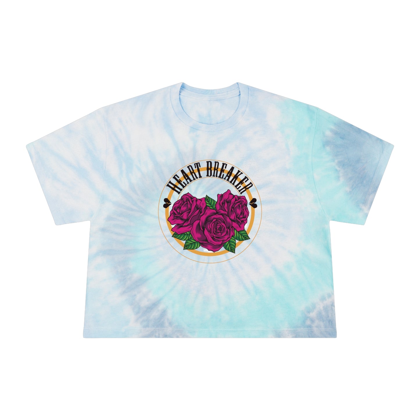 Heart Breaker Rose Artwork Crop Tee | Blue Tie-Dye