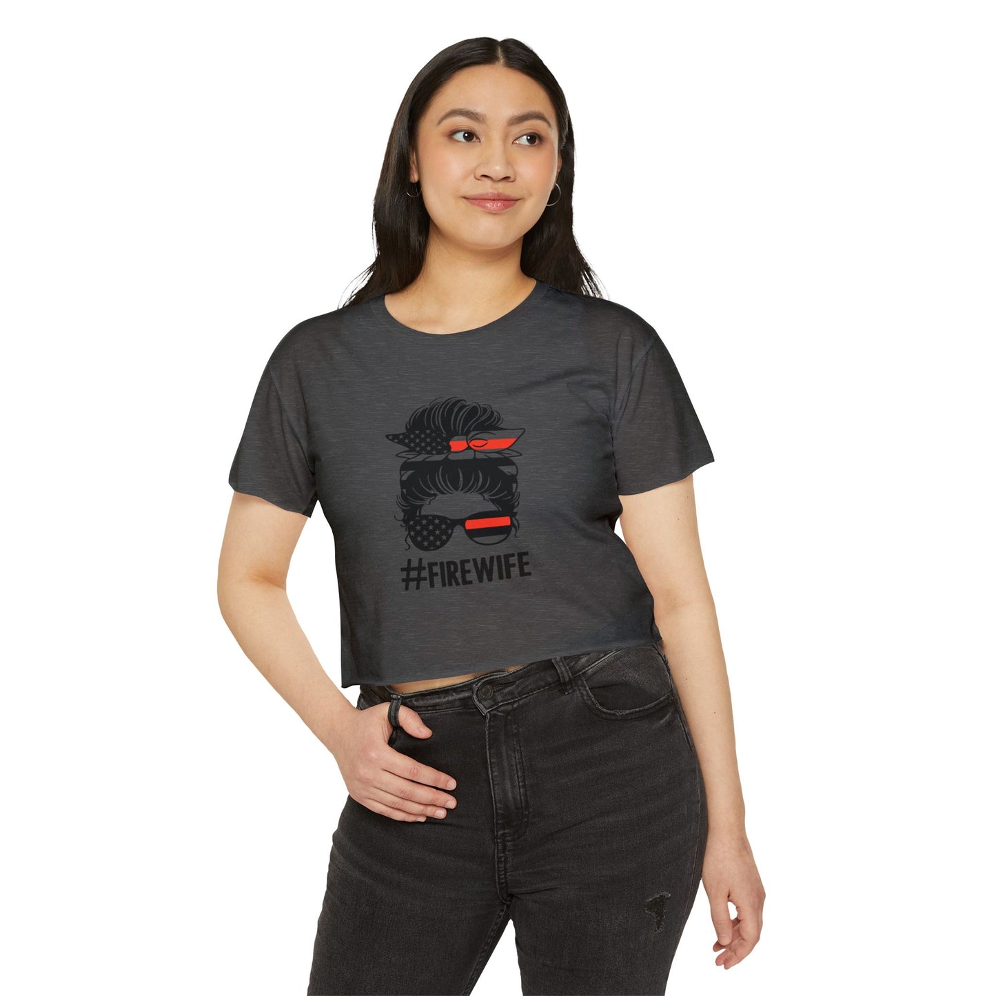 #FireWife Crop Top — Patriotic Firefighter Wife Festival Tee