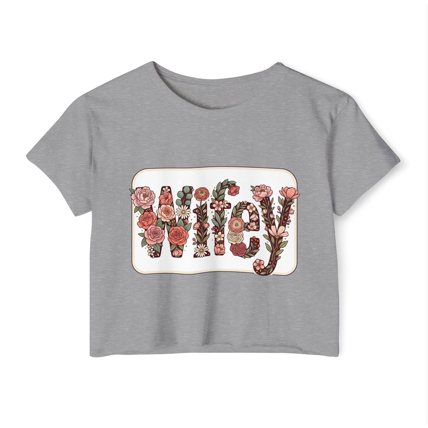 Women's 'Wifey' Floral Crop Top — Boho Festival Graphic Tee