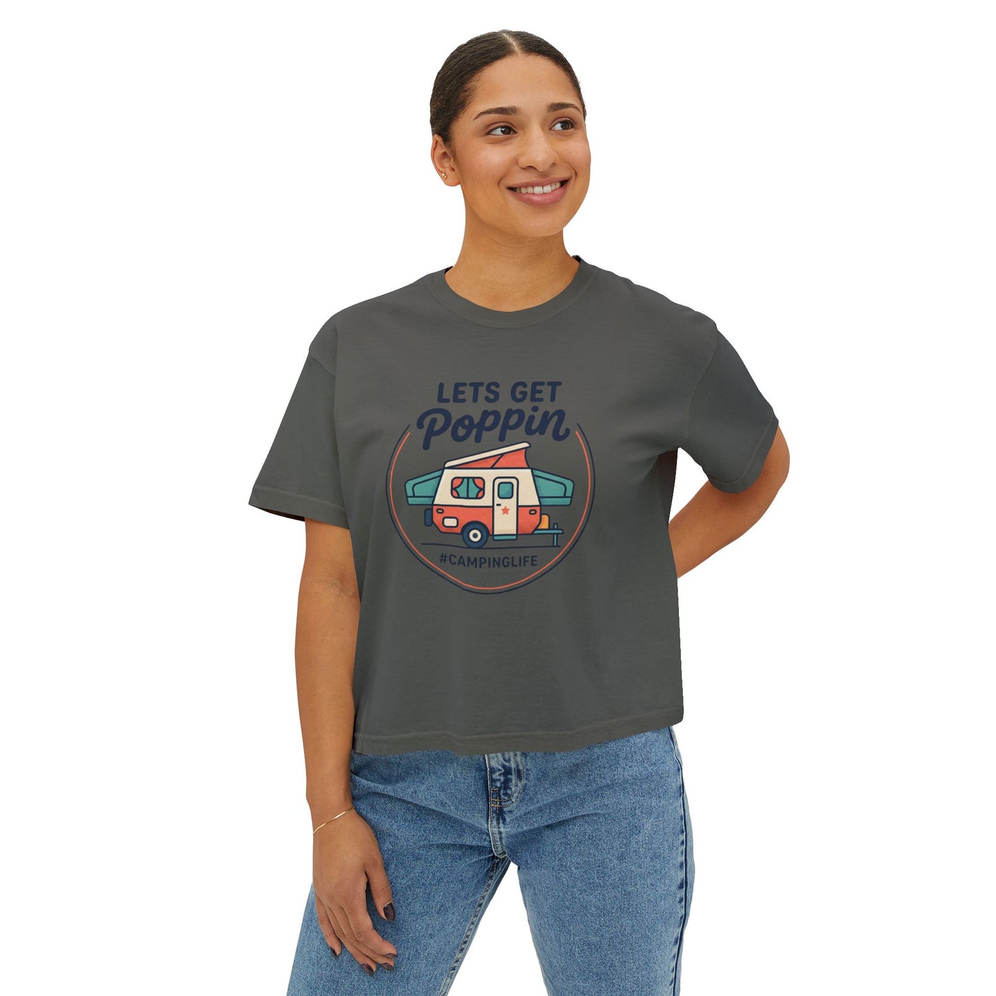 Lets Get Poppin Camper Tee — #CampingLife Retro RV Camping Shirt