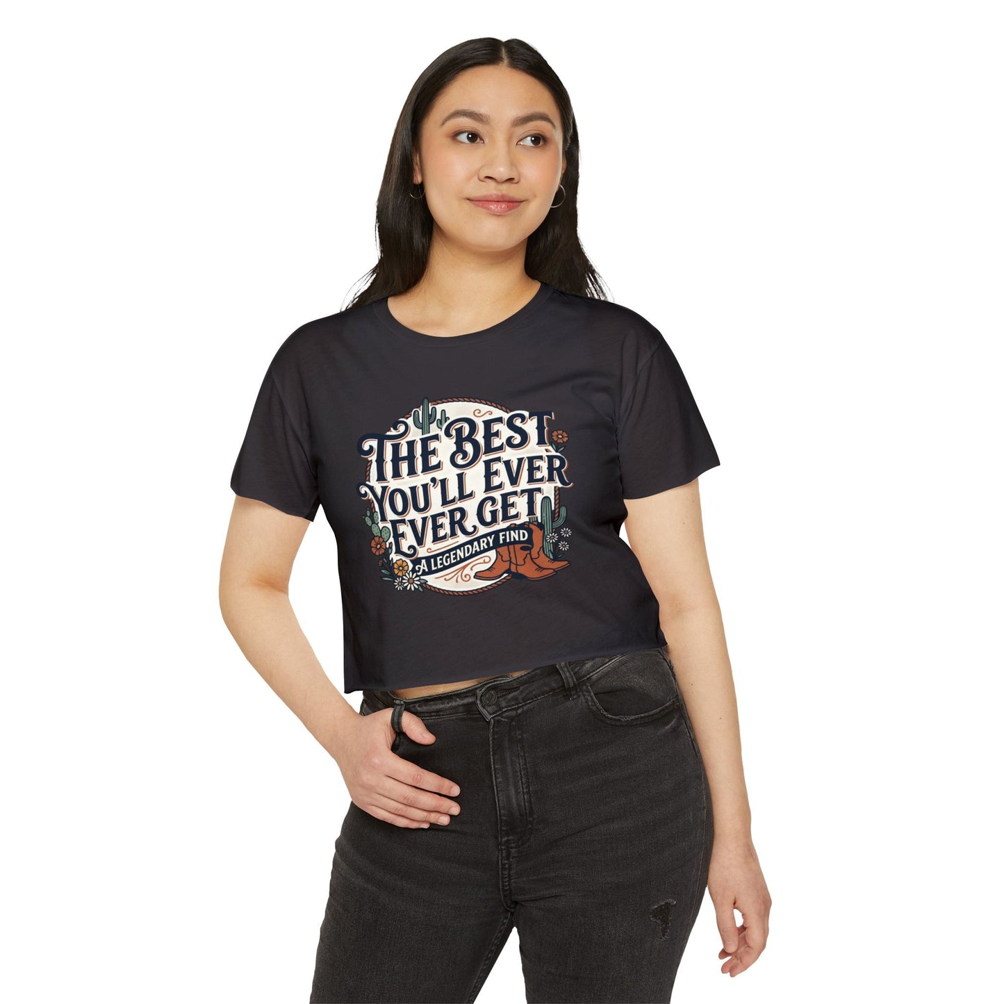 Women's Festival Crop Top — "The Best You'll Ever Get" Floral Boho Graphic