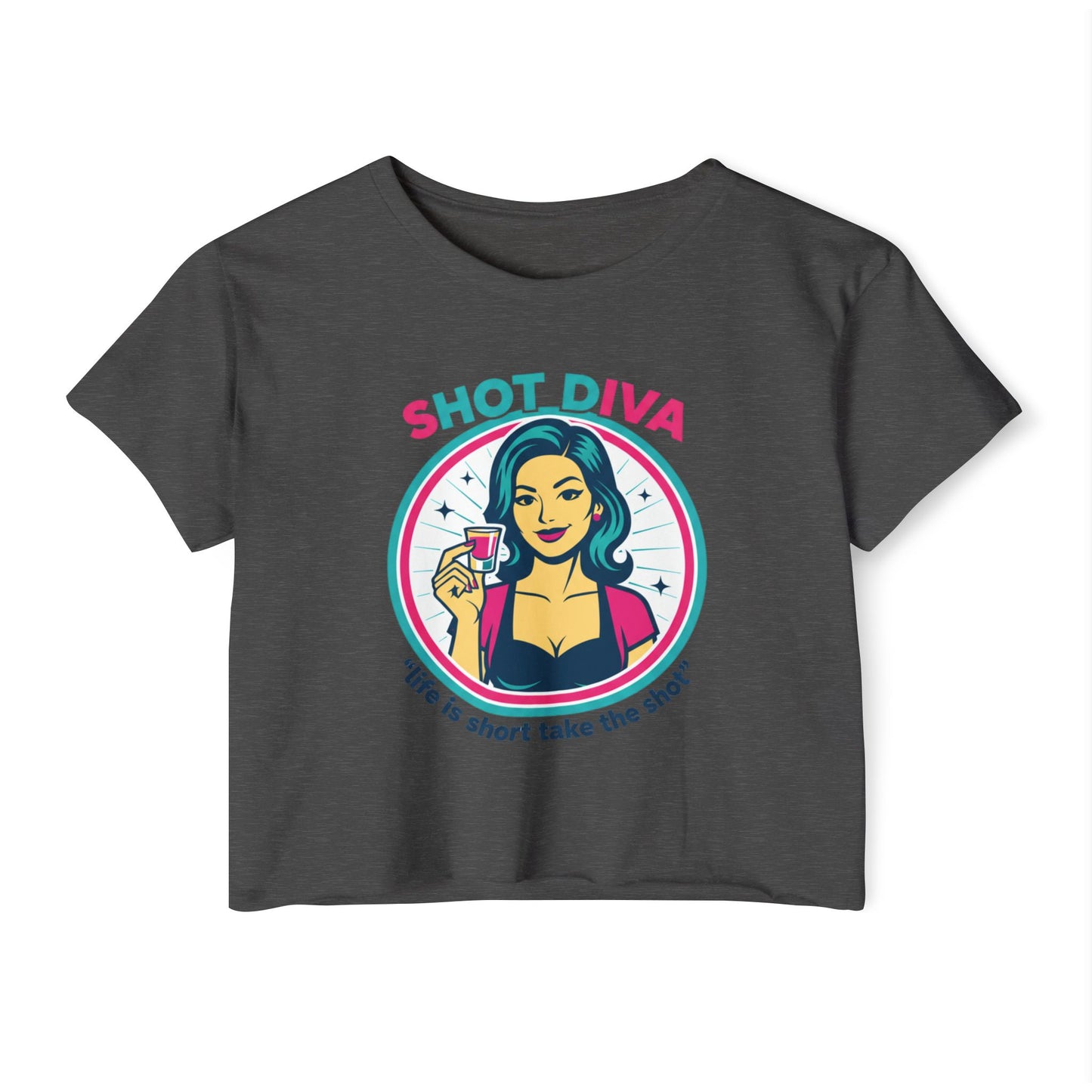 Shot Diva Bartender Crop Top | Festival Bartender Graphic