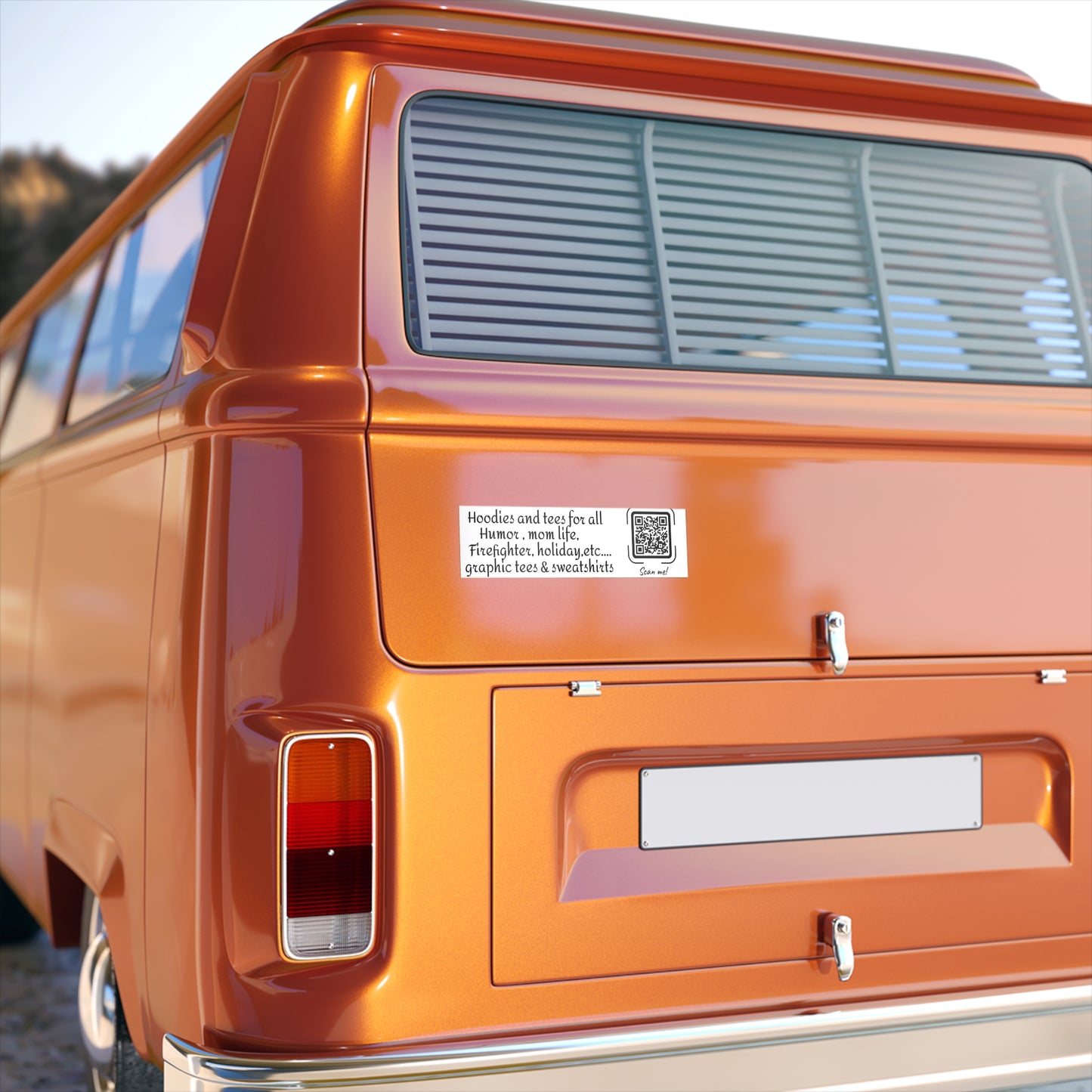 Custom QR Bumper Sticker — "Enter text" Personalized Scan Me Decal