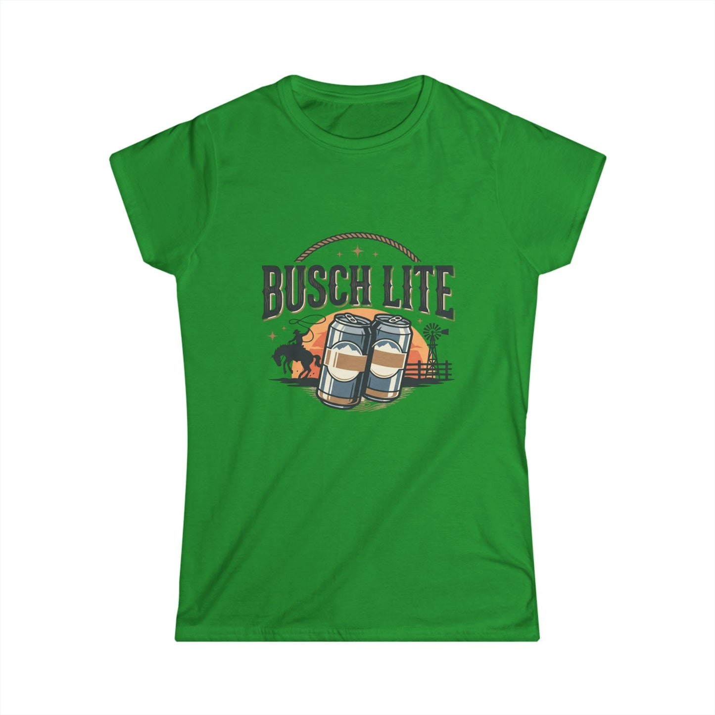Busch Lite beer cans Tee | Vintage brewery logo, picnic scene