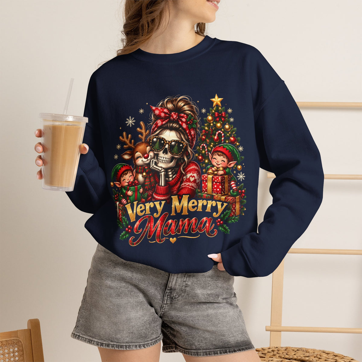 Very Merry Mama Christmas Family Design Sweatshirt