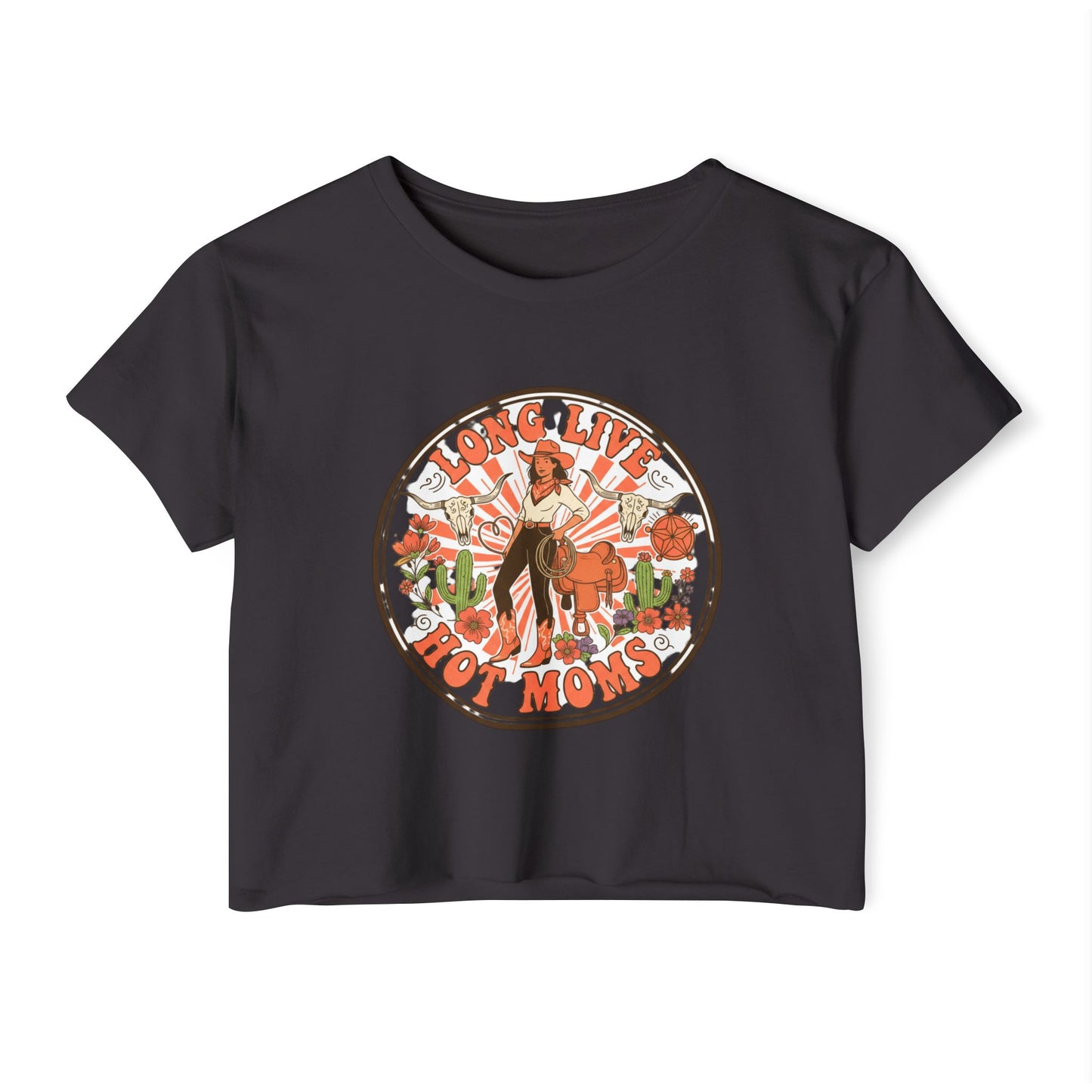 Long Live Hot Moms Crop Top | Retro Floral Pinup Mom Design, mom tee