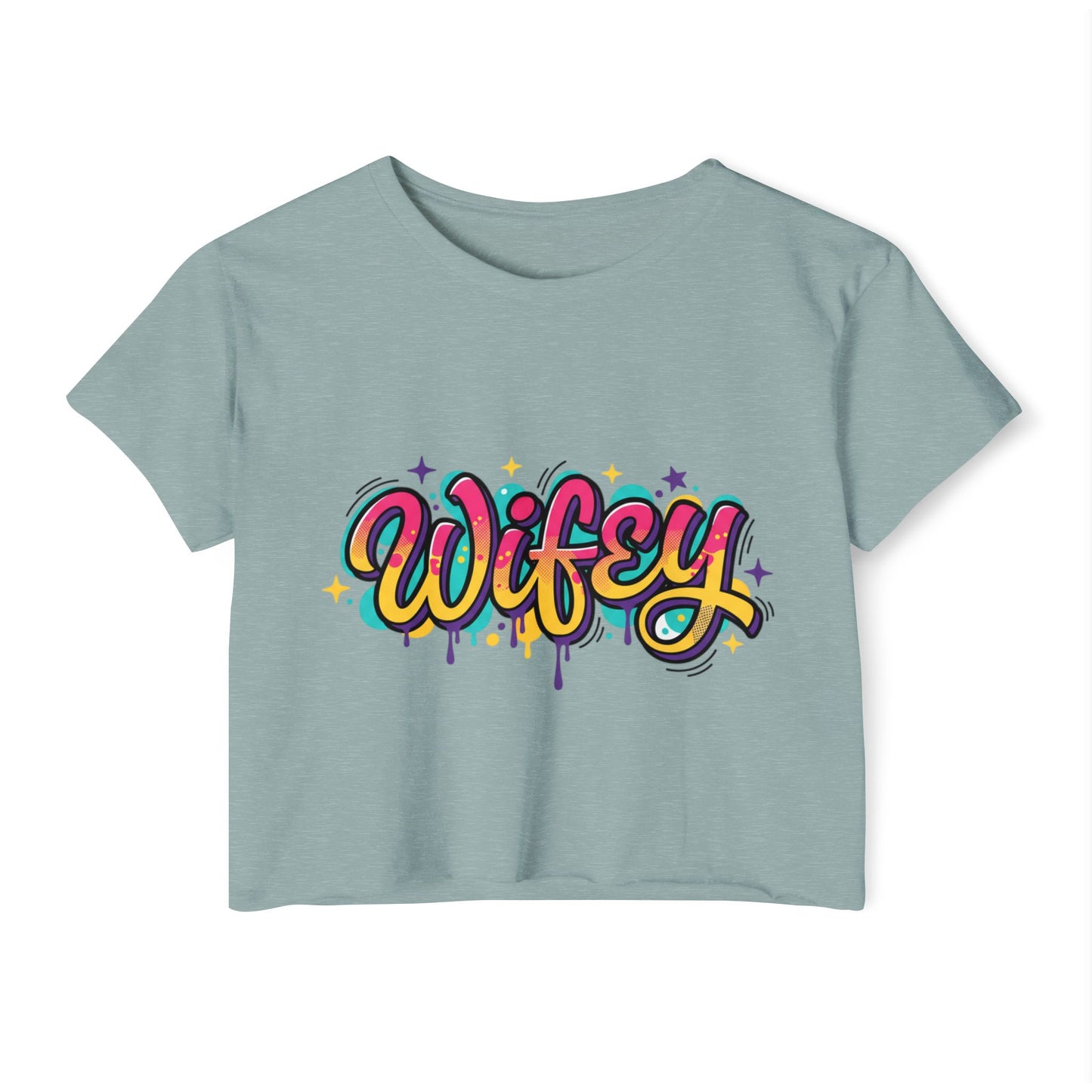 Wifey Graffiti Crop Top | Colorful Script, Festival Street Style