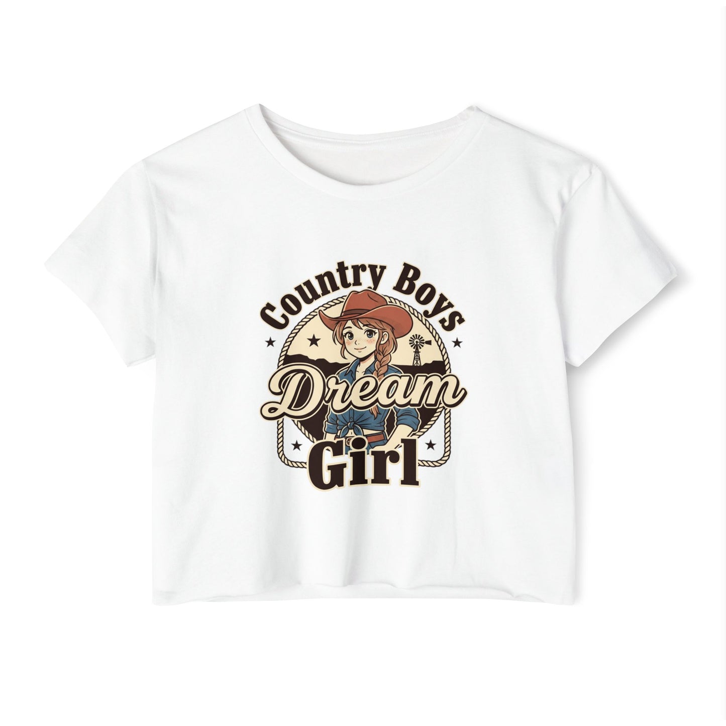 Country Boys Dream Girl Crop Top – Retro Cowgirl Festival Tee