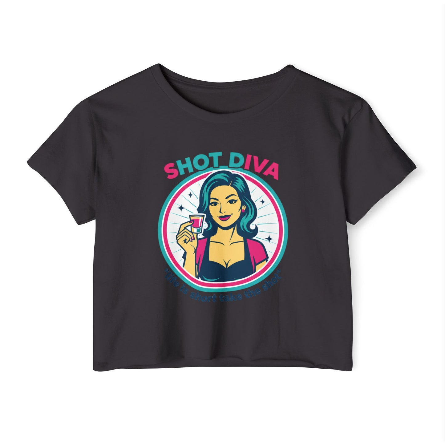 Shot Diva Bartender Crop Top | Festival Bartender Graphic