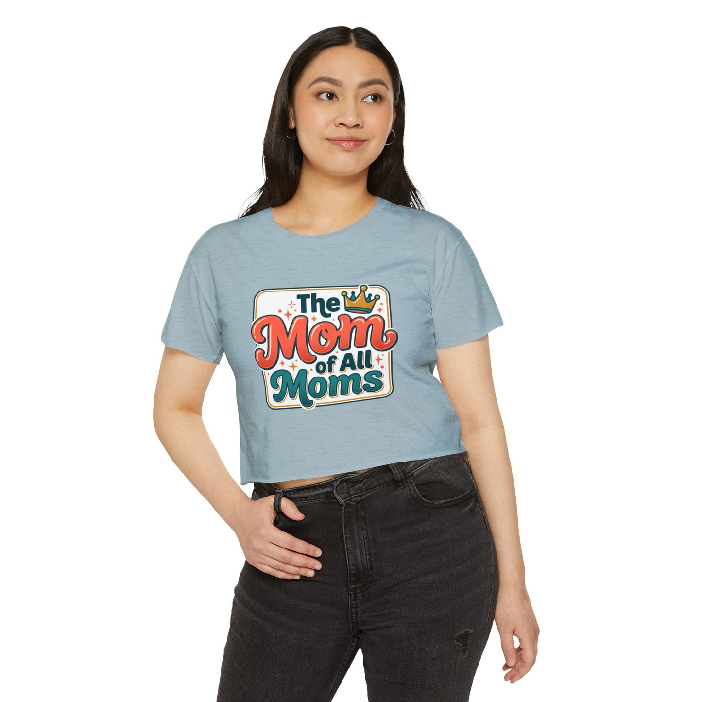 Crop Top — "The Mom of All Moms" Retro Mother's Day Graphic