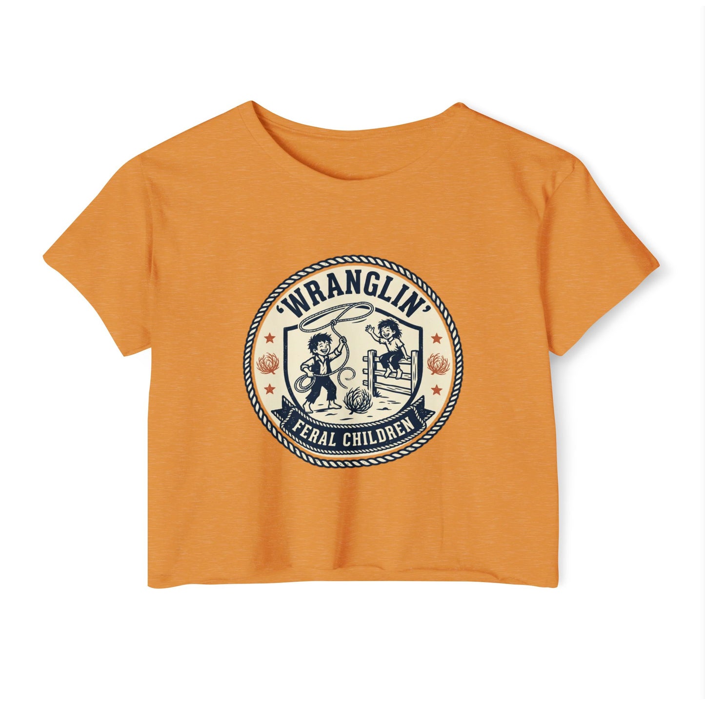 Wranglin' Feral Children Crop Top — Vintage Western Festival Tee