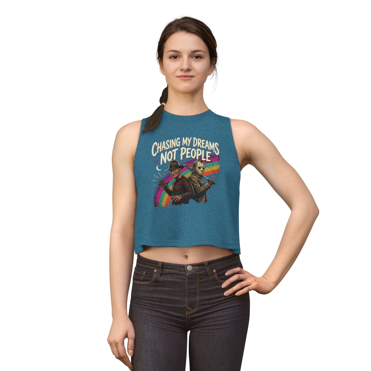 Chasing My Dreams Not People Crop Top | Retro Horror Movie Mashup