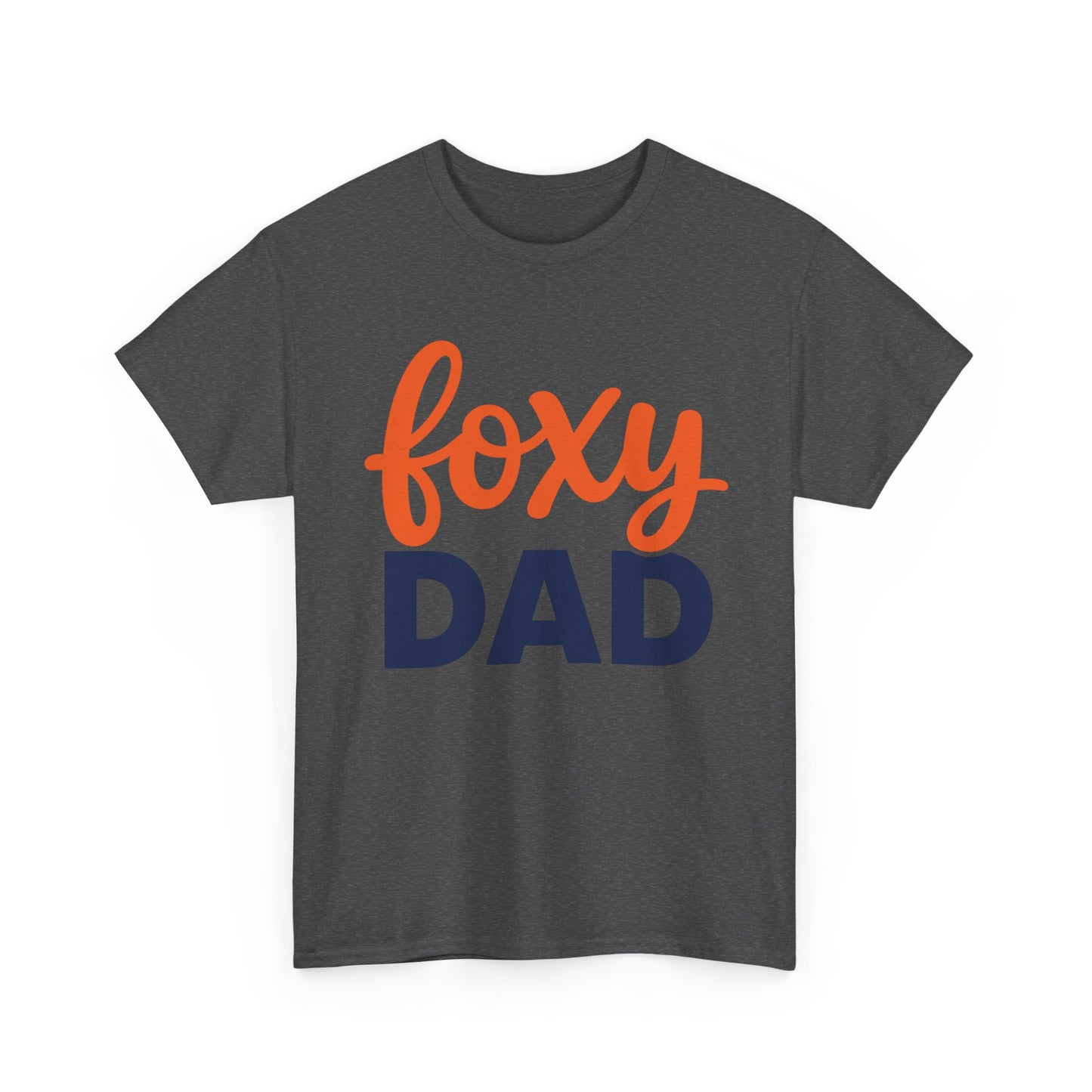 Foxy Dad T-Shirt | Dad Typography Tee, Orange Script Navy Bold