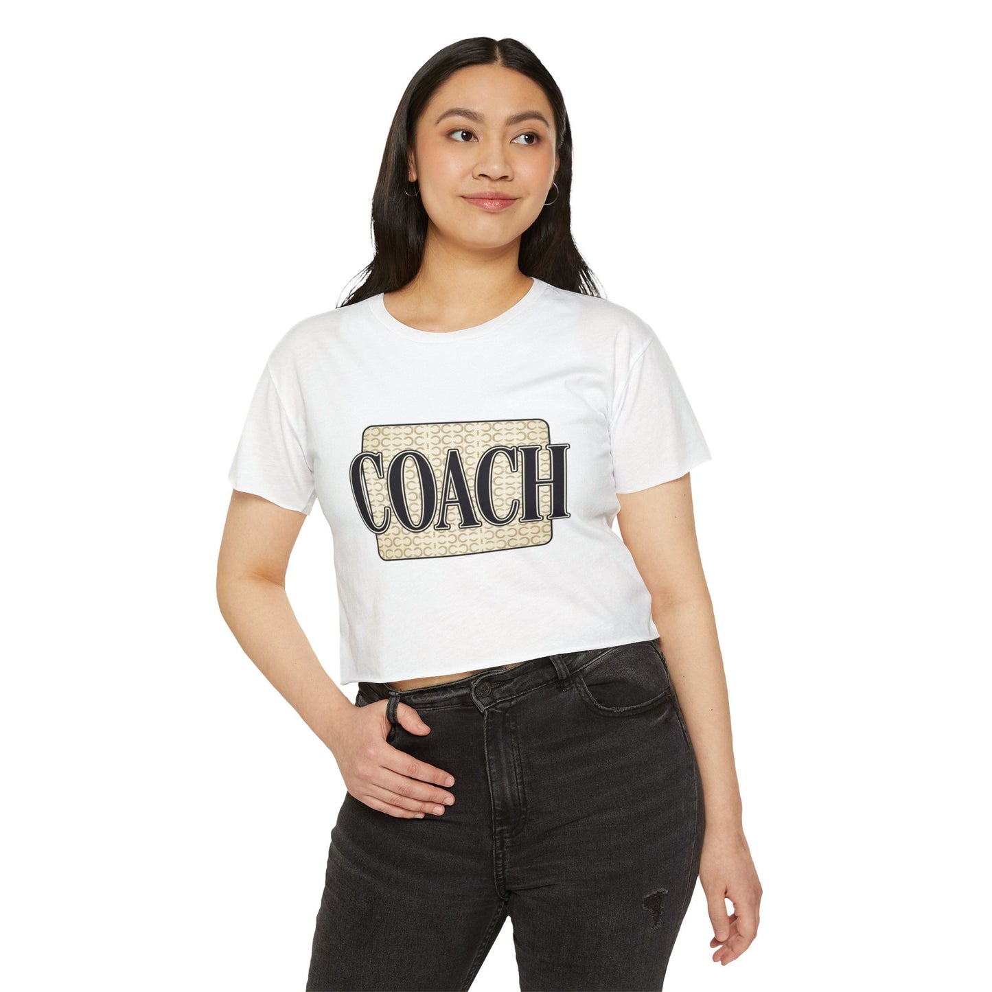 Coach Cropped Tee — Vintage Logo Festival Crop Top for Women