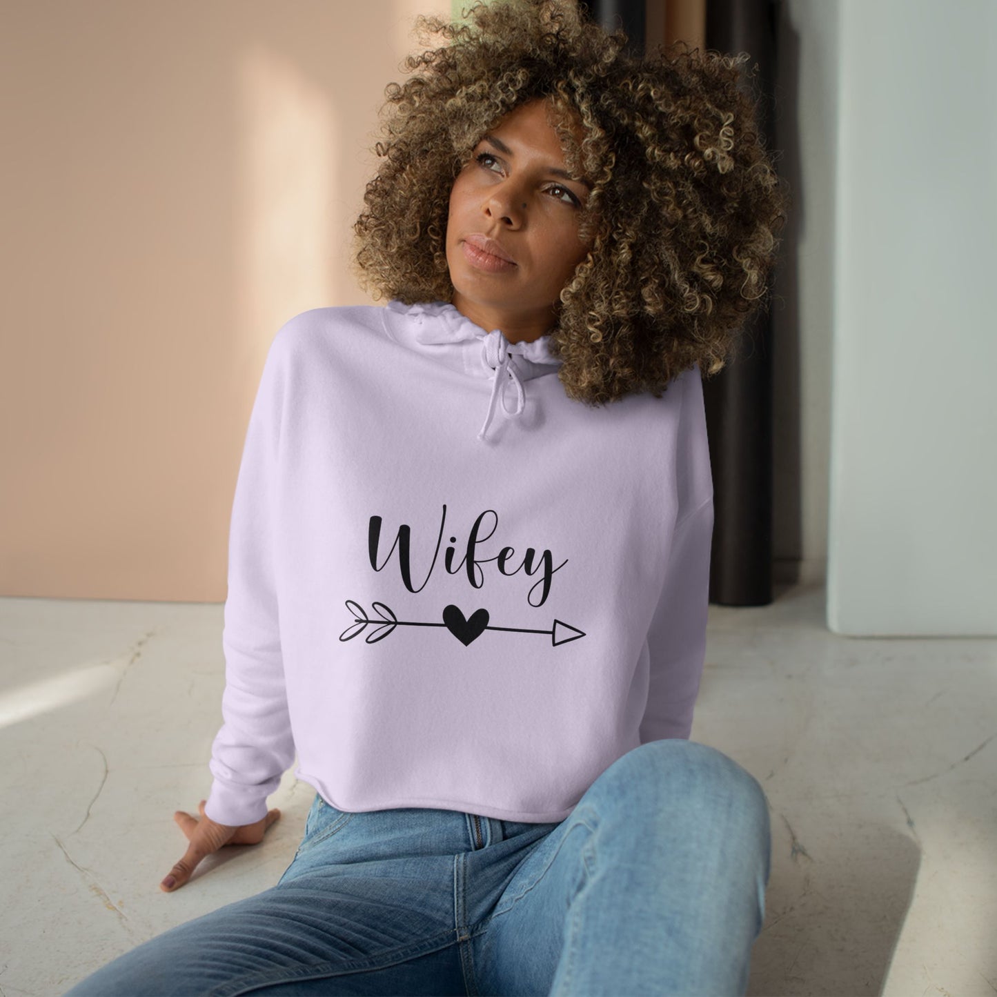 Wifey script with heart arrow Crop Hoodie | Bridal, Bachelorette
