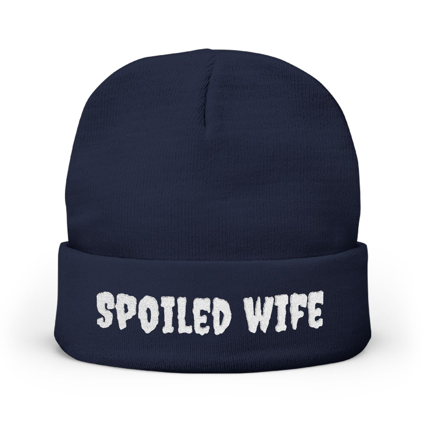 Spoiled Wife Knit Beanie | Embroidered Cuffed Hat