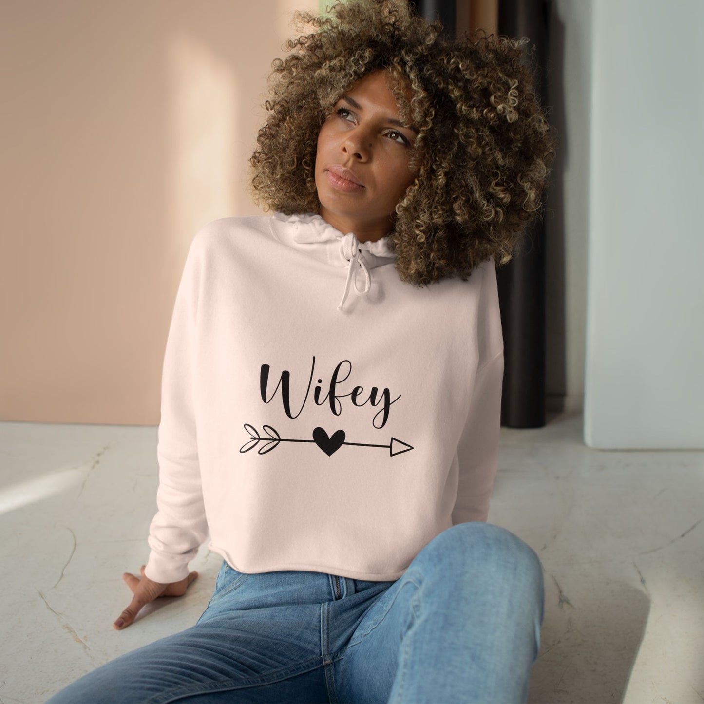 Wifey script with heart arrow Crop Hoodie | Bridal, Bachelorette