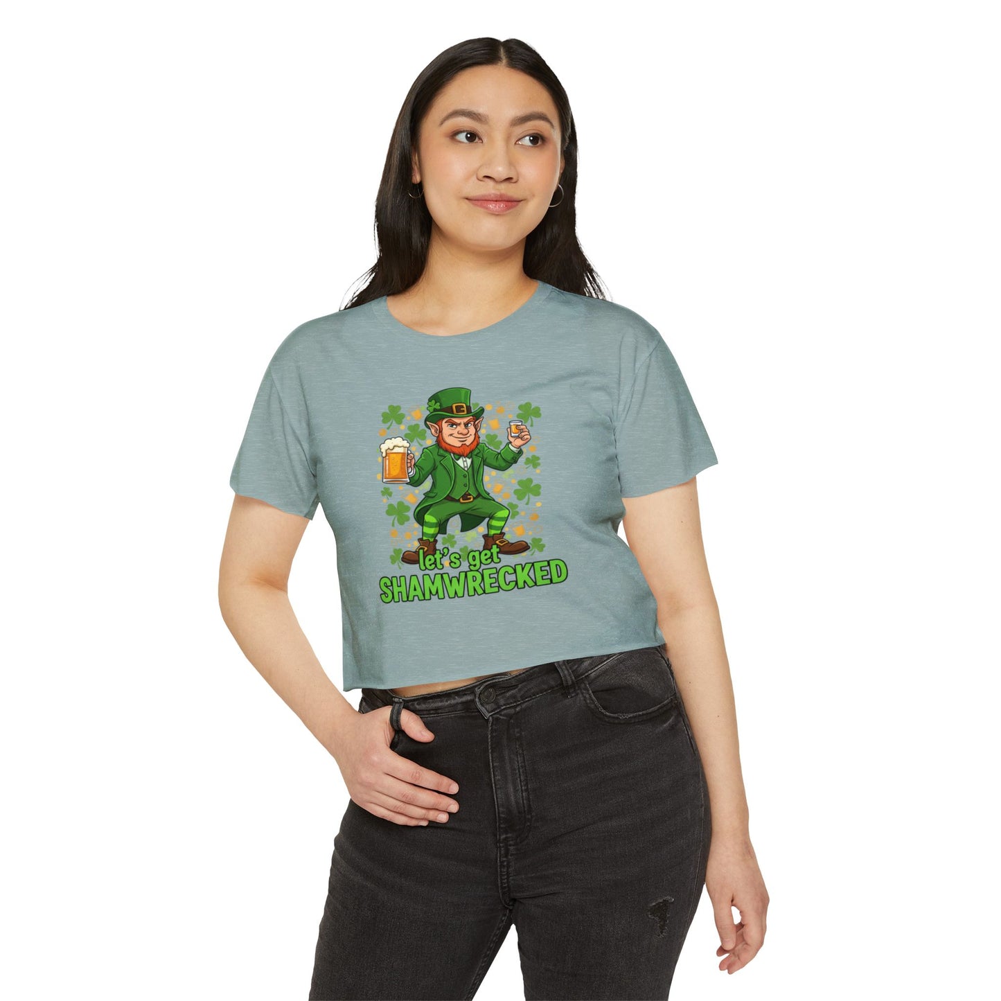 Let’s Get Shamwrecked Leprechaun Shamrock Crop Top | St. Patrick’s Day