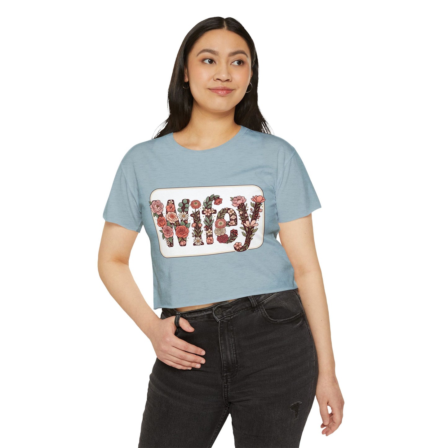 Women's 'Wifey' Floral Crop Top — Boho Festival Graphic Tee