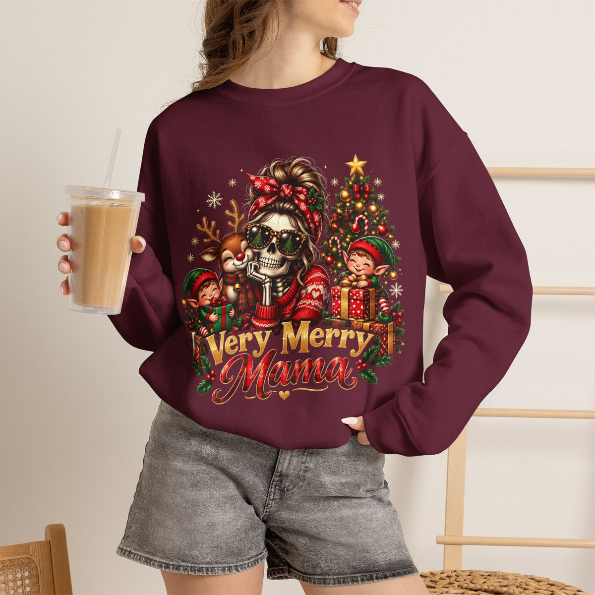 Very Merry Mama Christmas Family Design Sweatshirt