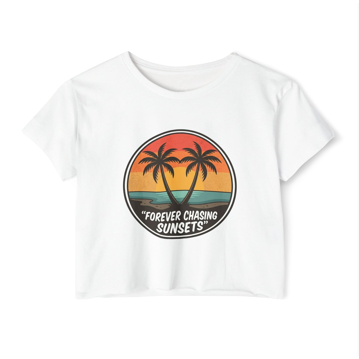 Forever Chasing Sunsets Crop Top - Vintage Palm Beach Festival Tee