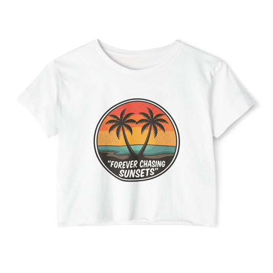 Forever Chasing Sunsets Crop Top - Vintage Palm Beach Festival Tee