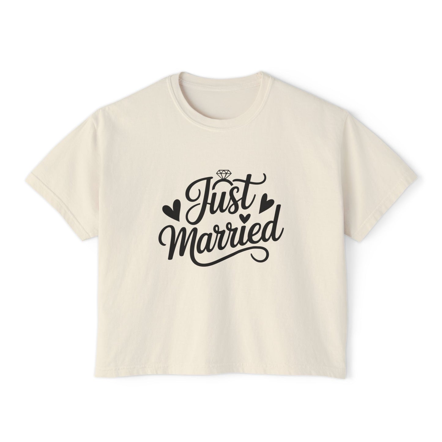 Just Married script tee Women's Boxy Tee | Bridal, Wedding Day Shirt
