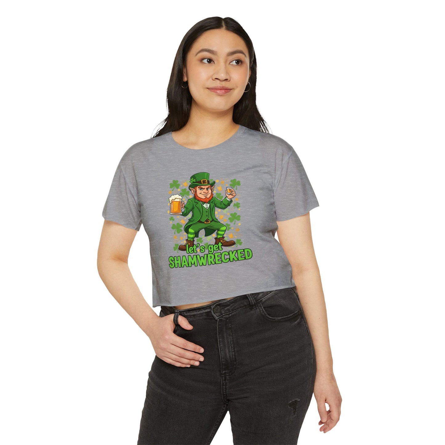 Let’s Get Shamwrecked Leprechaun Shamrock Crop Top | St. Patrick’s Day