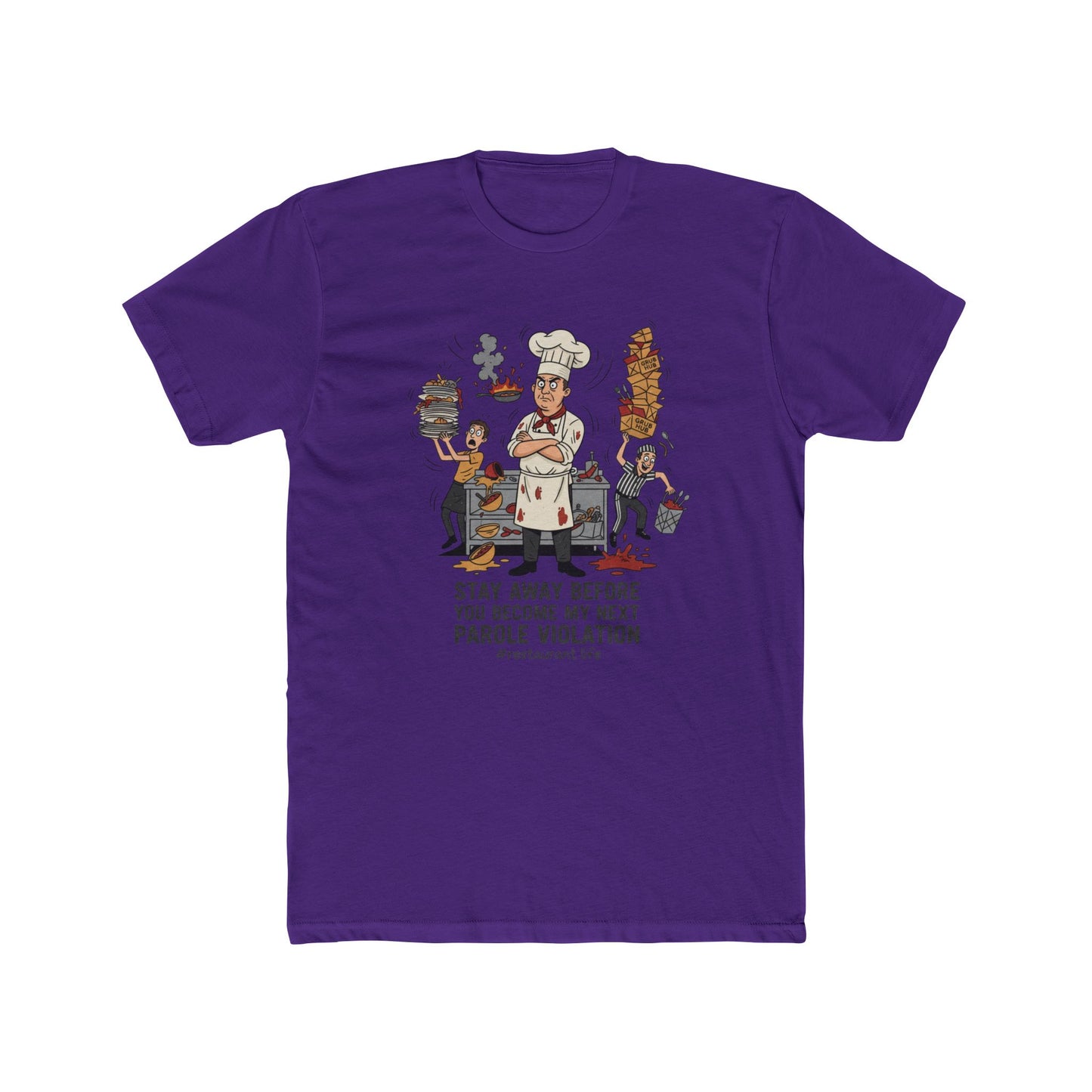 Chef Funny T‑Shirt — "Stay Away Before You Become My Next Parole Violation" Cooking Humor Tee