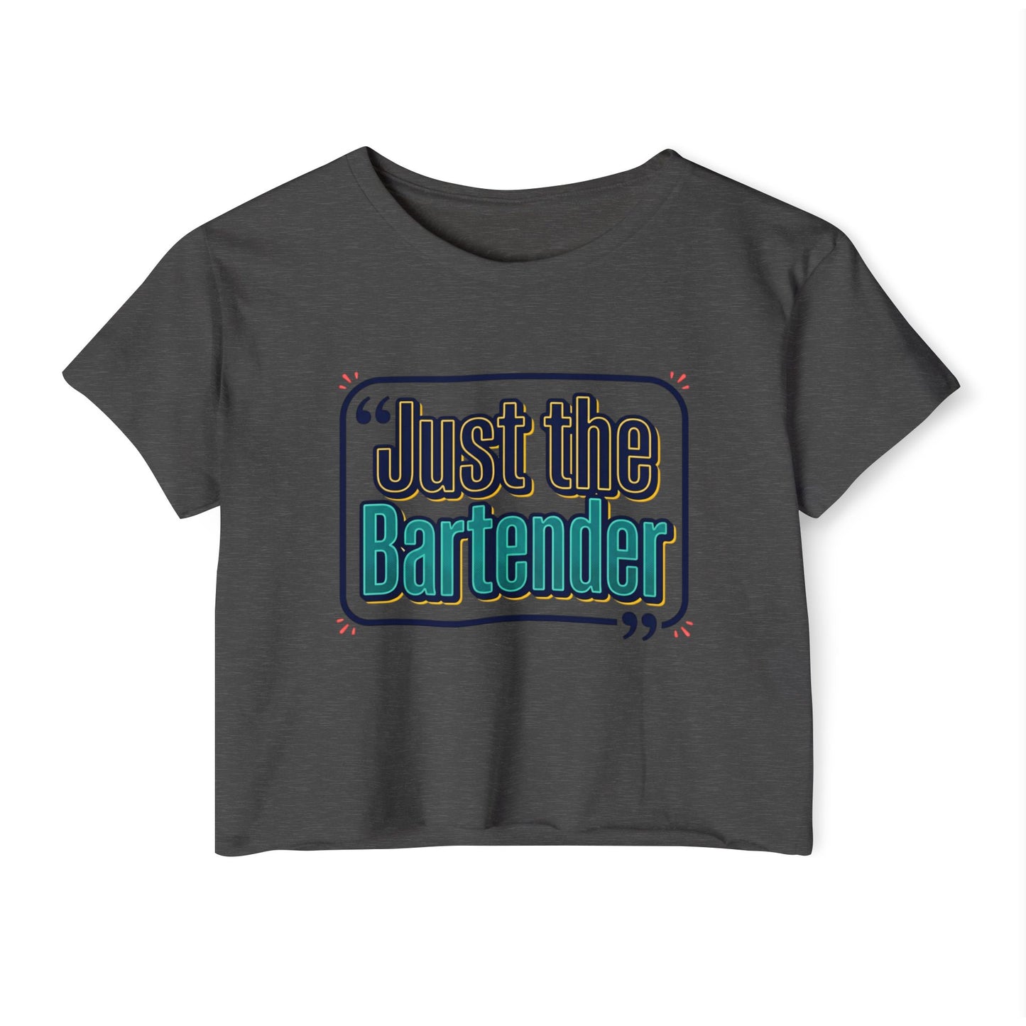 Crop Top — "Just the Bartender" Retro Graphic Festival Tee