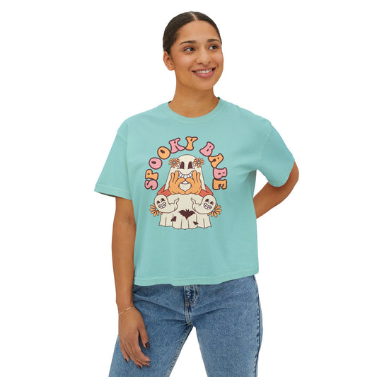 Spooky Babe Women's Boxy Tee | Halloween Shirt, Cute Tee, Graphic Tee, Fall Fashion, Gift for Her