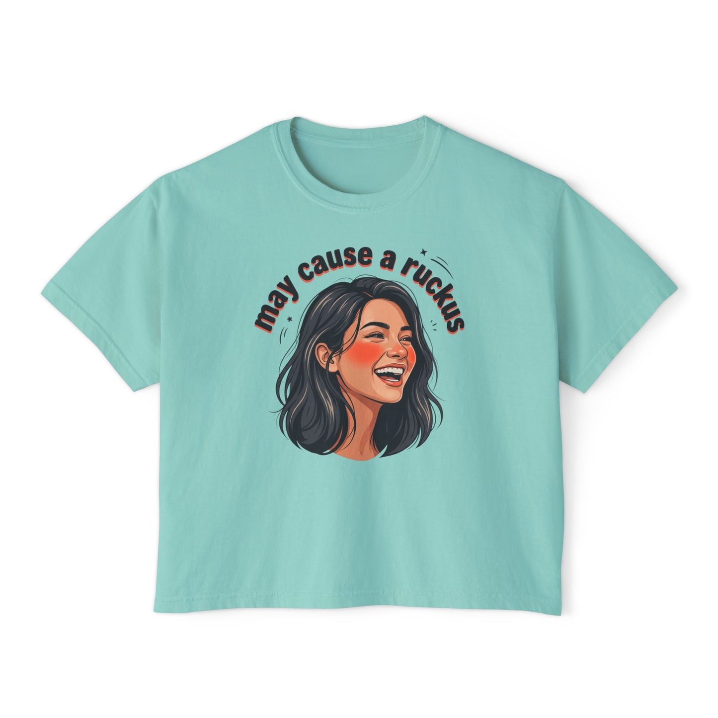 may cause a ruckus tee | laughing woman illustration