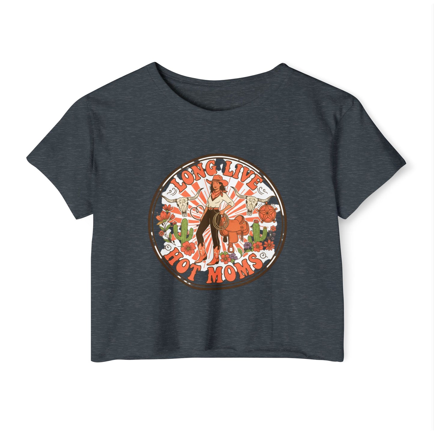 Long Live Hot Moms Crop Top | Retro Floral Pinup Mom Design, mom tee
