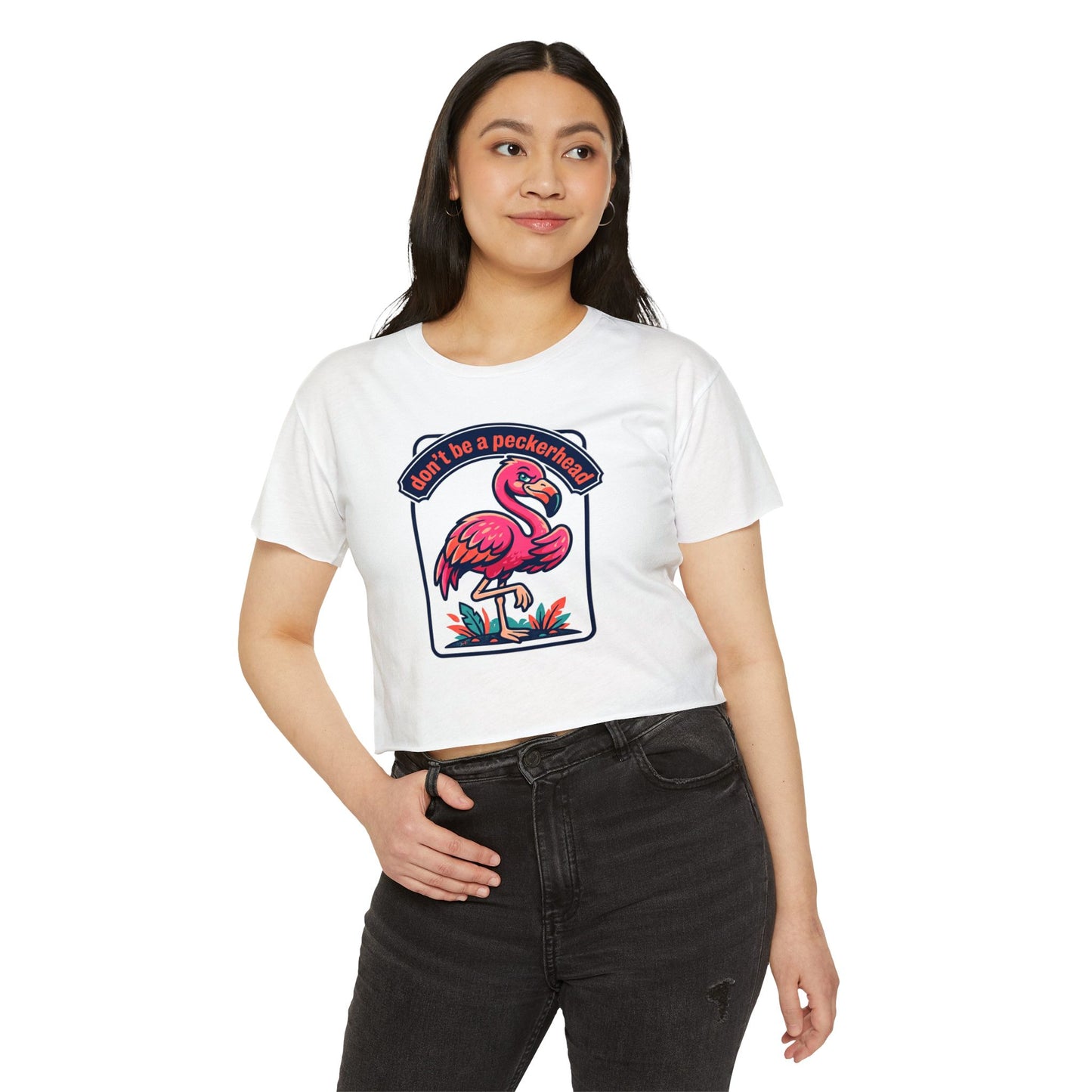 Flamingo 'Don't Be a Peckerhead' Festival Crop Top