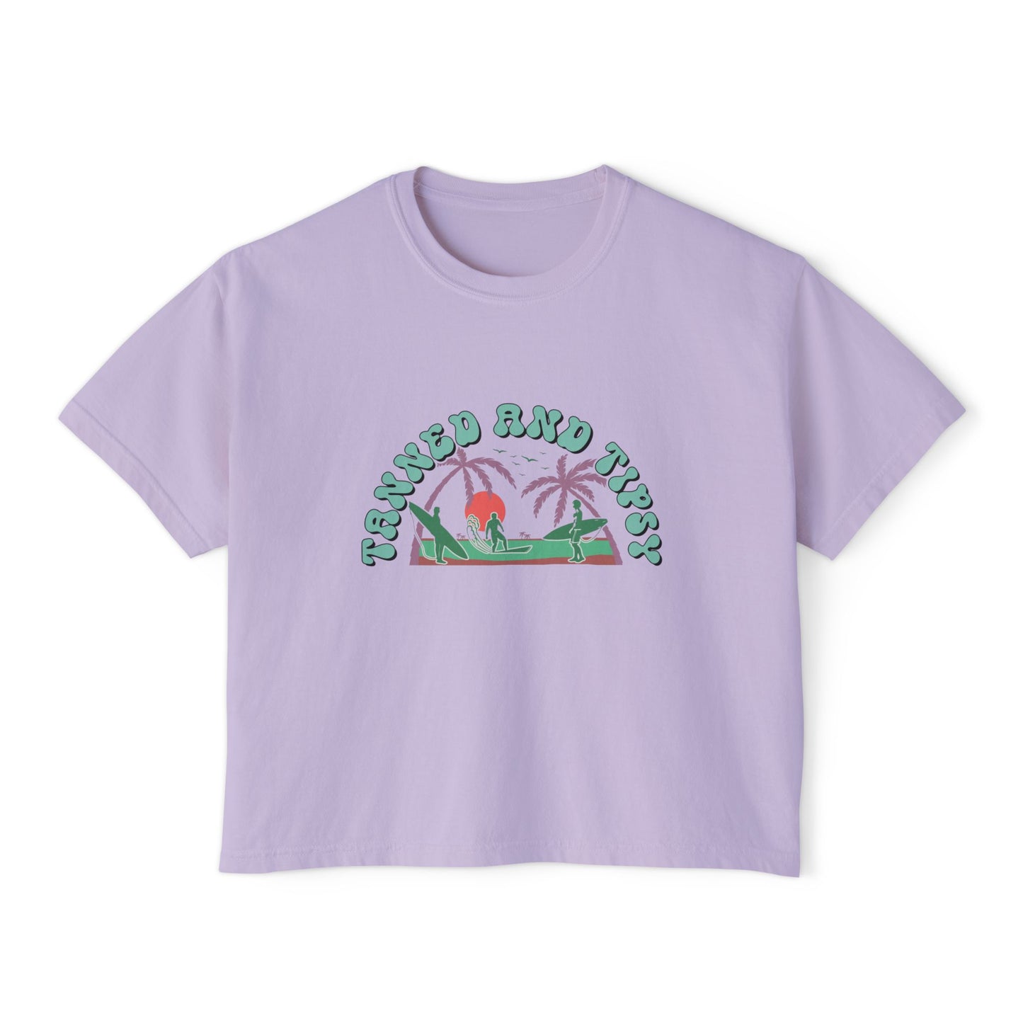 Tropical Vibes Women's Boxy Tee, Relaxed Summer Apparel, Beach Day T-Shirt, Casual Summer Style, Gift for Vacation Lovers