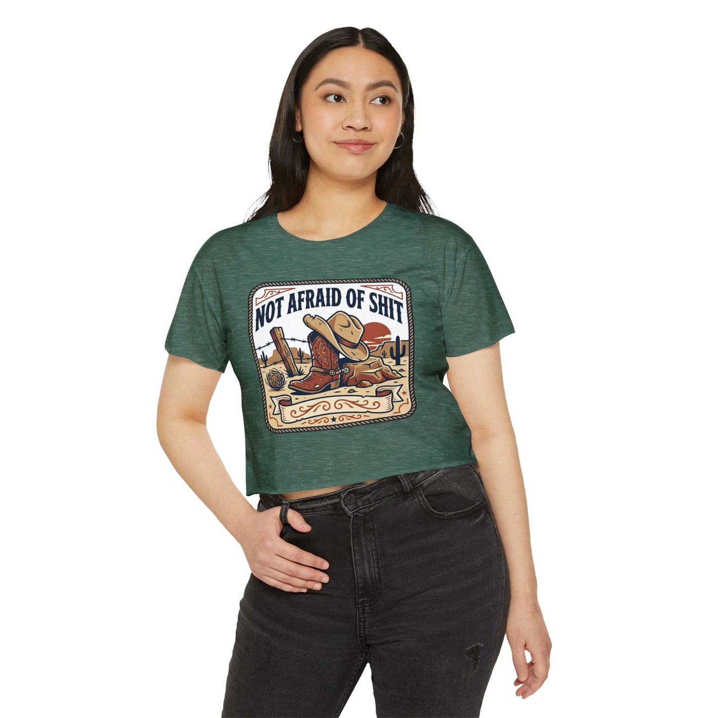 Not Afraid of Shit Crop Top — Western Cowgirl Festival Tee