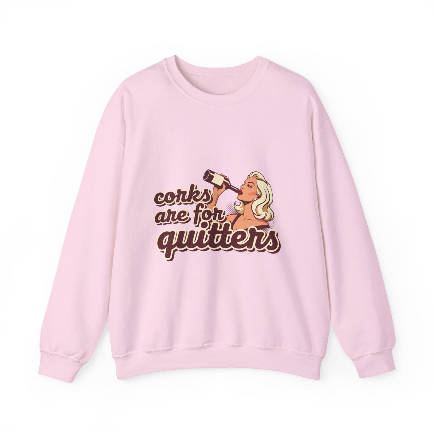 Corks Are For Quitters sweatshirt | Funny Retro Woman Drinking Design