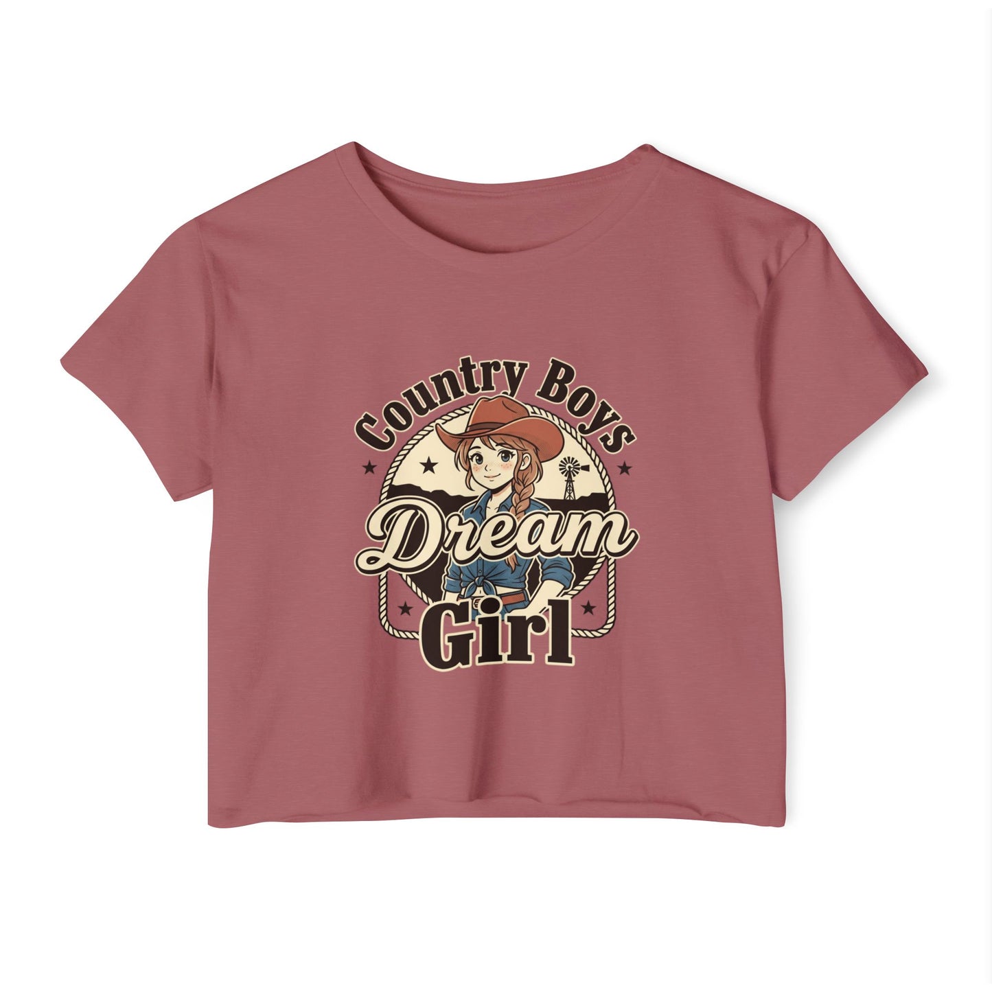 Country Boys Dream Girl Crop Top – Retro Cowgirl Festival Tee