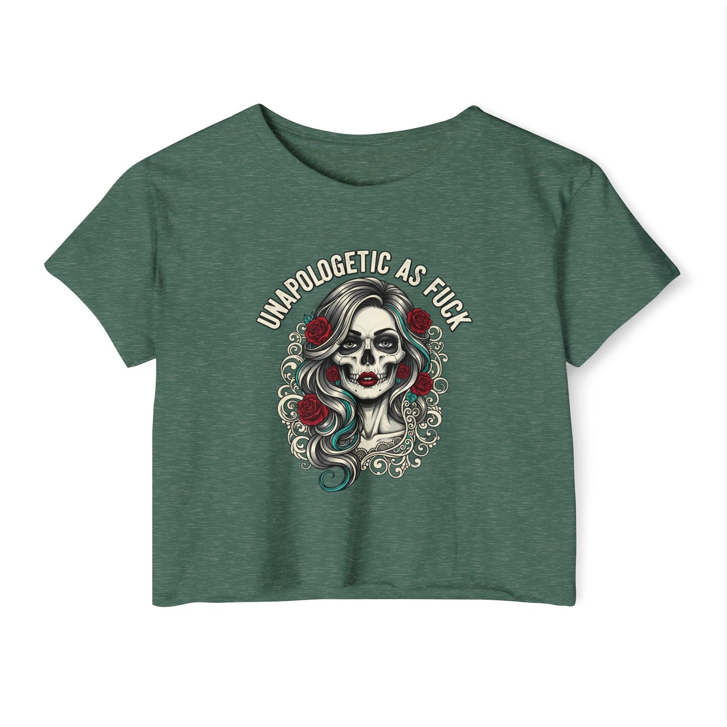 Unapologetic As Fuck Skull Girl Crop Top | Day of the Dead Floral, crop top