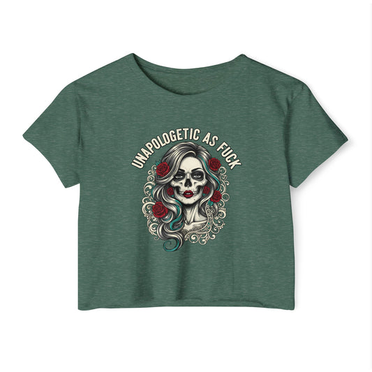Unapologetic As Fuck Skull Girl Crop Top | Day of the Dead Floral, crop top