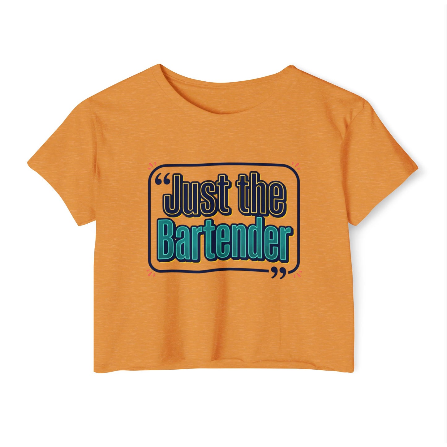 Crop Top — "Just the Bartender" Retro Graphic Festival Tee