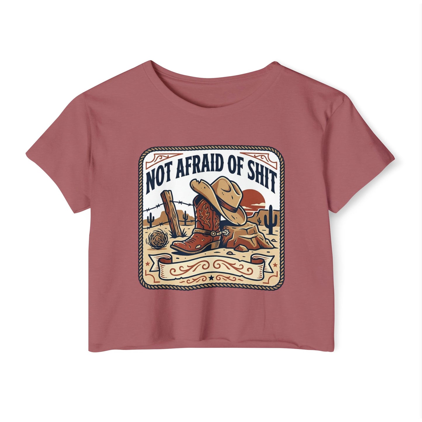 Not Afraid of Shit Crop Top — Western Cowgirl Festival Tee